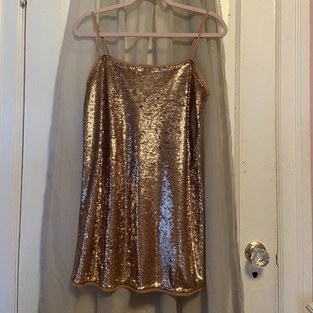 Free People gold sequin mini dress, size XS